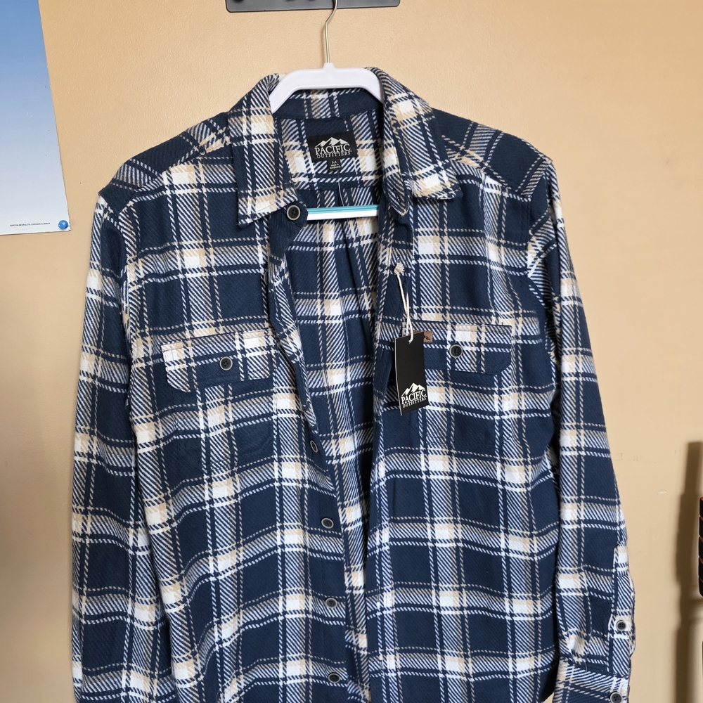 Navy and Cream Plaid Shirt